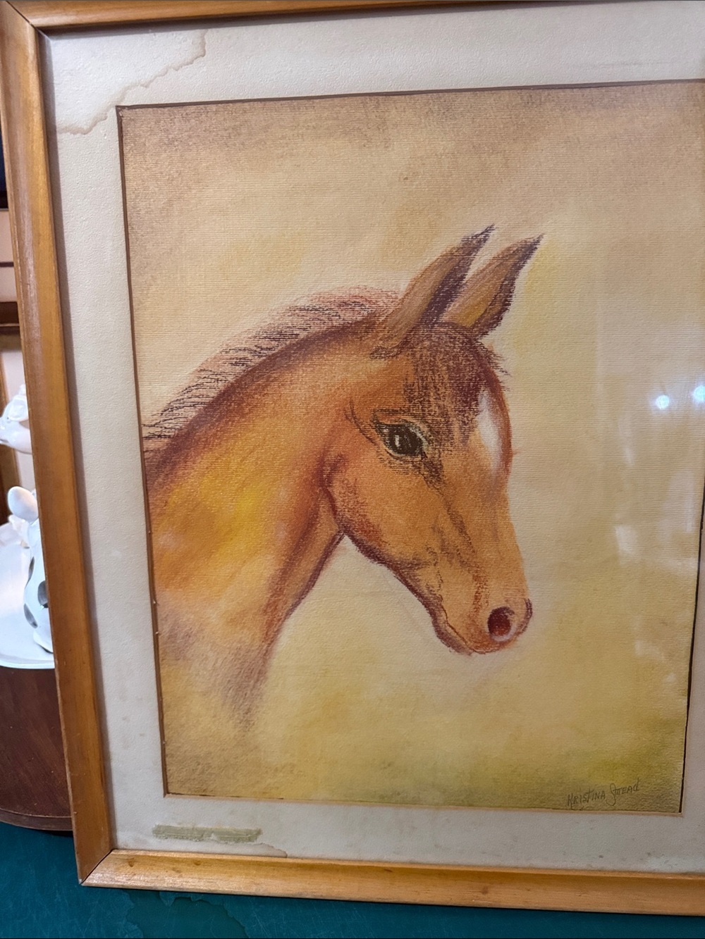 Framed Horse Head Wall Art in Warm Brown and Cream Tones